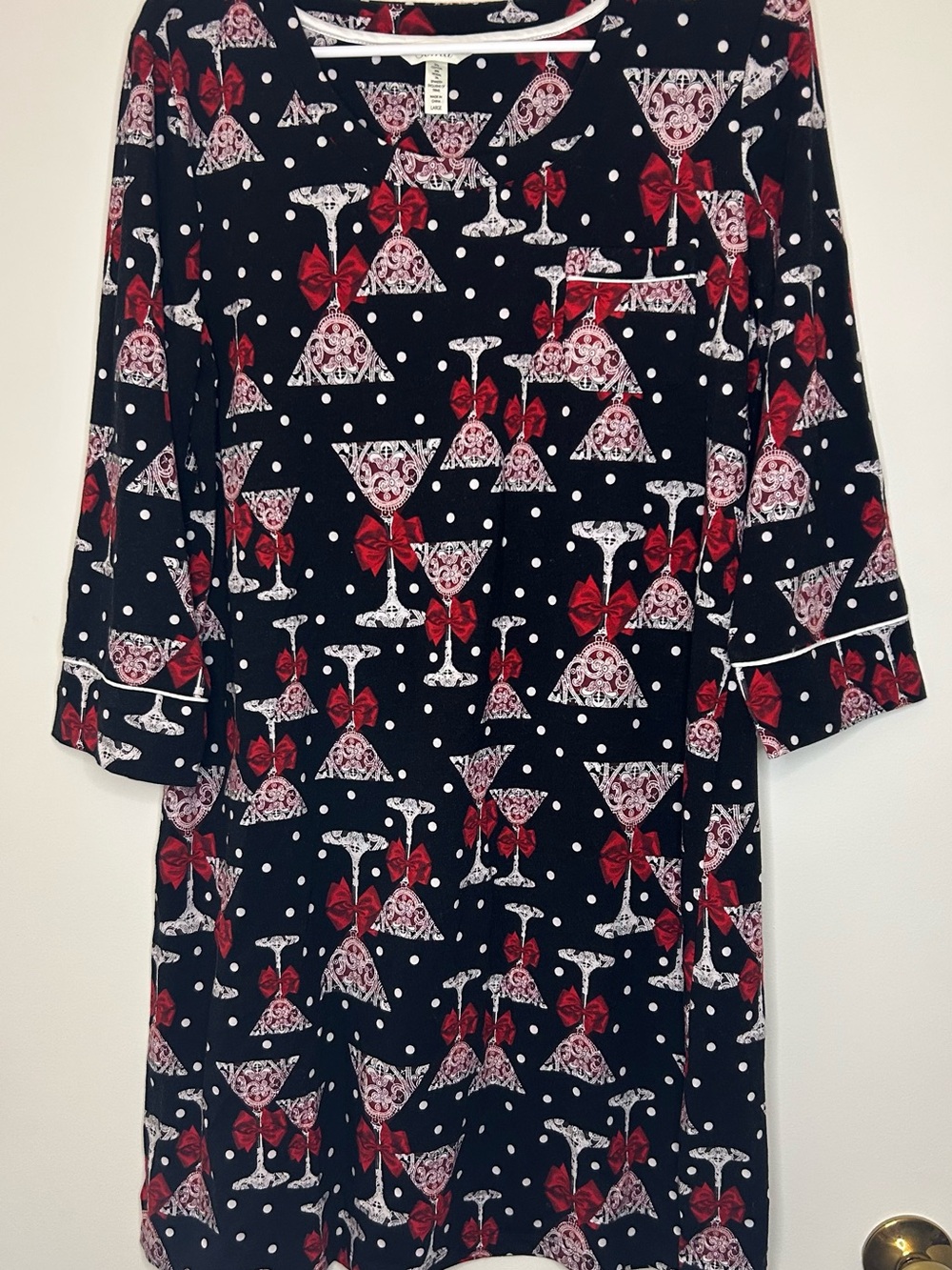 SOMA Intimates Martini Glass Bow Night Shirt Nightgown Womens L
